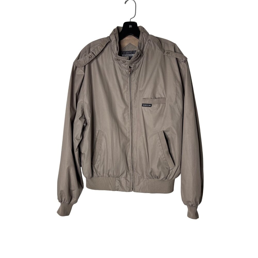 Vintage 1980's Members Only Men's Iconic Racer Beige Bomber Jacket Size 44
